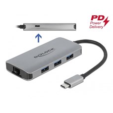 Hub USB-C>4x USB-A 3.2+LAN PD100W 63252